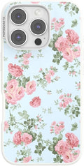 PopSockets iPhone 16 Pro Phone Case with MagSafe- Cottage Tutu Blue | Magnetic, Wireless Charging, Camera & Drop Protection, Light Blue, Baby, Flower, Floral