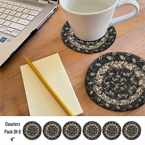 Homespice Flint Hill Jute Braided Coasters, Round 4" Set of 6