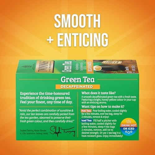 Twinings Decaffeinated Green Tea Bags, 20 CT Box (6 Pack)