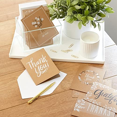Hallmark Thank You Cards Assortment, Rustic Kraft (48) and Graduation Cards, Black and Gold (12) Card Bundles