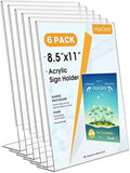 MaxGear Acrylic Sign Holder, 8.5 x 11 L-Shape Plastic Display Stand, 6 Pack
