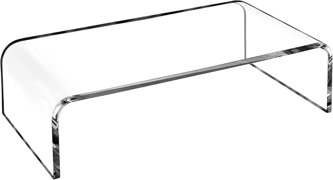 AMT 16 Inch Acrylic Laptop Monitor Stand, Computer Riser with Cat Keyboard Protector, Space-Saving Design, Extra Storage, Clear Shelf - Ideal for Monitors, Laptops, Printers, Desktop Decor