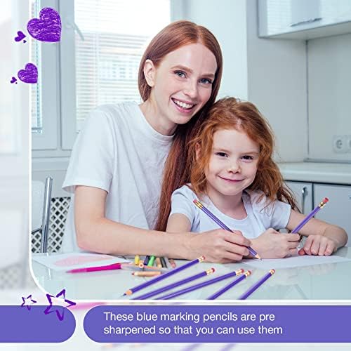 Tatuo 60 Pcs Pencils Pre Sharpened Checking Pencils with Eraser Erasable Colored Pen for Map Coloring Tests Sketch School Office Editing Kids Adults Favors Grading(Purple)