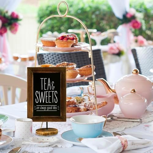 MyGift 12x7 Inch Framed Tabletop Chalkboard Signs with Stand Set of 2