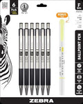 Zebra Pen STEEL F-301 Retractable Ballpoint Pen, Black Ink, 0.7mm, 6-Pack