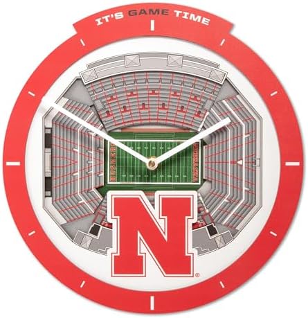 YouTheFan NCAA Nebraska Cornhuskers StadiumView 3D Wall Clock