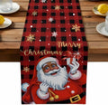 Black Santa Claus Table Runner Dresser Scarf 13 x 60 Inch Merry Christmas Snowflake Red Black Plaid Table Runners Non-Slip Heat Resistant Kitchen Dining Table Decor for Home Holidays Indoor Outdoor
