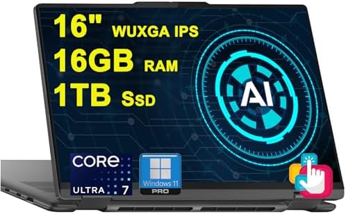 Lenovo Yoga 7 16 2-in-1 AI PC Laptop 16" WUXGA IPS Touch Glossy Intel 12-core Ultra 7 155U 16GB DDR5 1TB SSD Backlit Fingerprint Thunderbolt FHD IR Privacy Camera Win11Pro w/ICP Accessory