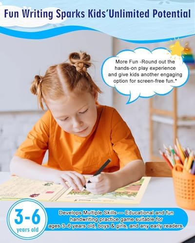 Magic Grooved Reusable Writing Books, Tracing Workbook for Kids Ages 3‑8