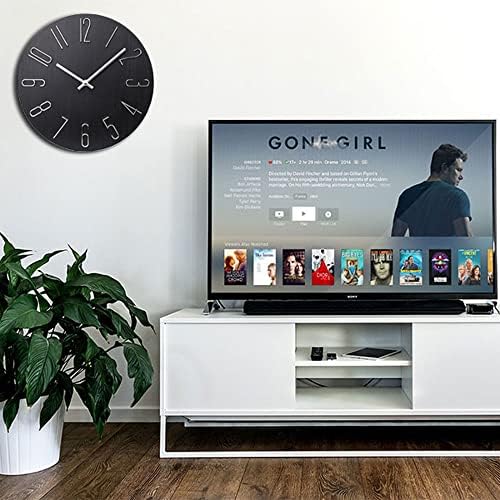 jomparis Black Wall Clock Modern Style Plastic Wooden Wall Clocks Decor 12 Inch Silent Non-Ticking for Office Home Bedroom