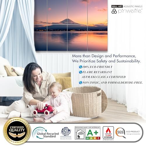 PINWELIFE® Masterpiece Acoustic Art Panels, 8-Pack 12"×16" Sound Absorbing Panels, Decorative Acoustic Wall Art, Noise and Echo Cancelling for Home Studio/Office, Nano Tape Included