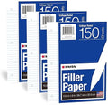 Kaisa Loose Leaf Paper Filler Paper 8x10.5 inches, College Ruled, 3-Hole Punched for 3-Ring Binder, 150 Sheets/Pack (3 Pack) F15001C