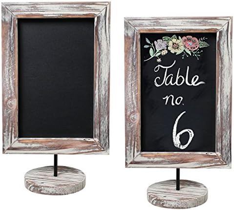 MyGift 12 Inch Chalkboard Signs with Wood Frame & Base, Set of 2