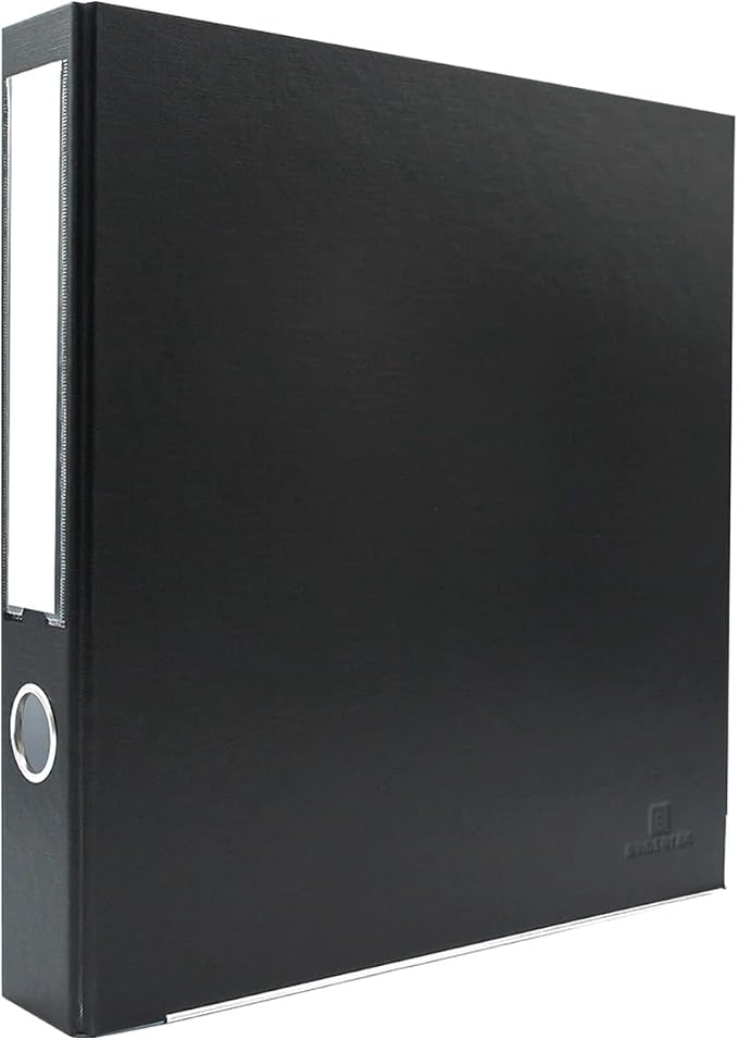 3-Ring Premium Round-Ring Binder - Black, 2" Spine, by Bindertek | 275 Sheet Capacity, 1.5" Round Rings, Linen-Textured Covers, Steel Reinforced Edges, Spine Label Included