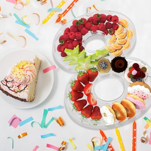 13.8" Extra Large Acrylic Number Charcuterie Board Box, Reusable Fillable Number Cake Candy Dish Display Serving Tray for Birthday Anniversary Party Decoration (8)
