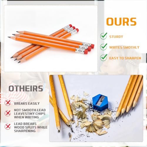 Seajan 96 Pcs 2B Jumbo Pencils, Big, Fat, Thick, Triangular Grip Pencil Refill with Eraser 7 Inch Large Pencil for Kids Beginners Preschoolers Kindergarten School Office Christmas Gift(Browny Yellow)