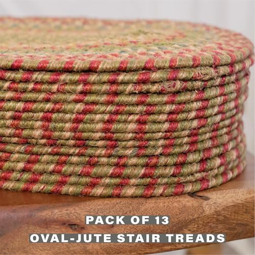 Homespice Azalea Jute Braided Stair Treads, Oval 8x28 Set of 13