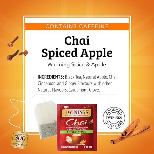 Twinings Spiced Apple Chai Black Tea Bags, 20 CT Box (1 Pack)