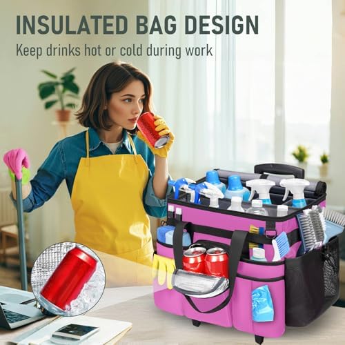 Ytonet Large Cleaning Caddy with Wheels, Cleaning Supplies Organizer