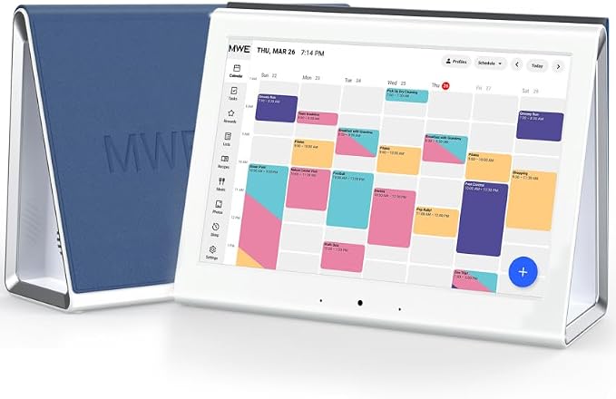 2026 New Upgraded Smart Digital Calendar, Family Planner No Subscription | WiFi Sync Color-Coded Family Schedule, Chore Chart & Meal Plan, HD Interactive Touchscreen Smart Calendar with Blue Case