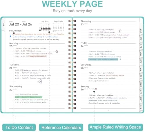 Planner 2026-2027, Weekly and Monthly Academic Planner, July 2026 - June 2027, Hardcover Calendar Agenda Book for School Year Planning, School Supplies for Teacher and Student, A5(6.3'' x 8.5'')