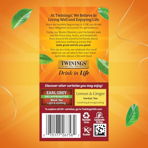 Twinings Decaffeinated Chai Spiced Black Tea Bags, 20 CT Box (6 Pack)