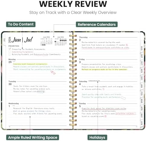 Large Planner 2026-2027, A4 (8.5" x 11") Hardcover Weekly & Monthly Planner July 2026 - June 2027 with Monthly Tabs, Academic Planner for School, Work and Office, Colorful Painting