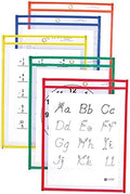 C-Line Reusable Dry Erase Pockets, 9 x 12 Inches, Assorted Primary Colors, 25 Pockets per Pack (40620)