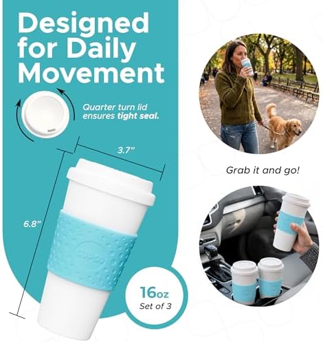 Copco Acadia Travel Mugs, 16 Oz - Azure Blue, Set of 3