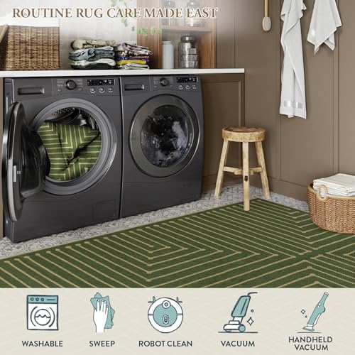 Lahome Green 3x5 Outdoor Rug for Entryway,Rhombus Easy Jute Frotn Porch Rug