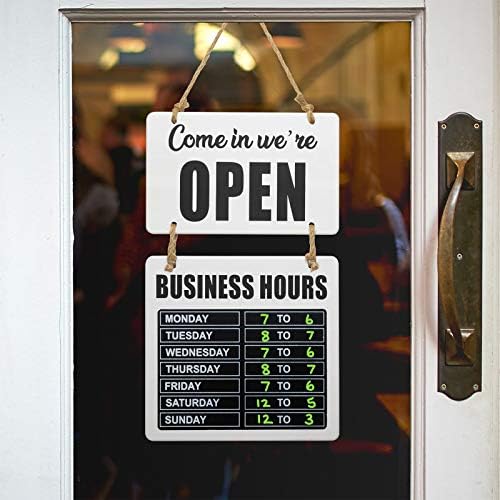 Excello Global Products Business Hours Hanging Chalkboard White Welcome Chalk Boards for Restaurant Door Sign (Double Sided Open/Closed) Hangable & Decorative (White)