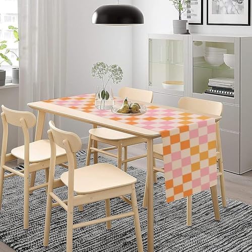 Retro 70s Floral Table Runner Spring Groovy Flower Dinner Runner for Home Kitchen Dining Table Decoration 13x70 Inch