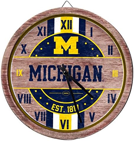 FOCO NCAA Wooden Barrel Wall Clock