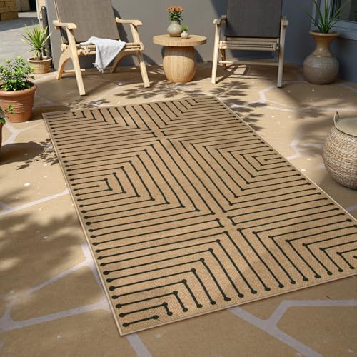 Lahome Neutral 3x5 Outdoor Rug, Black Easy Jute Entry Front Door Rug