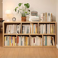 Lumber Organizer Shelf 3/4 Shelves, Lateral Filing or Vertical, Closed Back Floor-Standing Bookshelf Rack Bookcase Cabinet Tiered Shelf Grid Storage Unit Natural 55.1" L x 9.4" W x 23.6" H