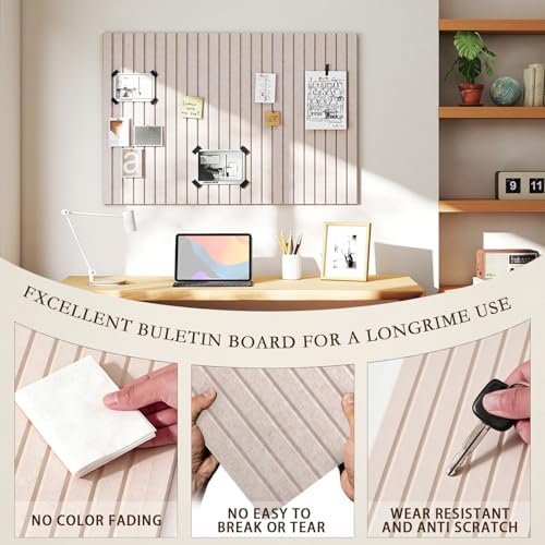JBER Large Cork Board Alternative 72" x 48" - 24 Pack Self-Adhesive Felt Bulletin Board Tiles, Pin Board Vision Board for Walls, Office & Home Decor (Light Camel)