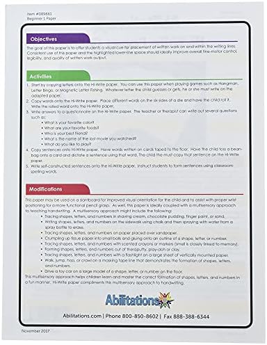 Abilitations 089661 Hi-Write Beginner Paper, Level 1, Pack of 100, Yellow/White