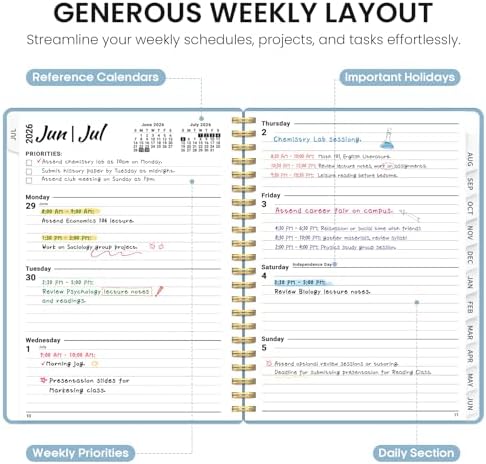 Taja Planner 2026-2027, 8.5" x 11" Calendar Planner, Jul 2026-Jun 2027 | Letter Hardcover Weekly & Monthly Academic Year Planner, Large Planning Agenda With Tabs, School & Office Supplies, Baby Blue