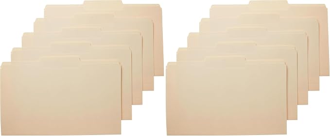 Amazon Basics Sturdy Manila File Folders, 1/3 Tabs in Assorted Positions for Filing and Easy Labeling, Legal Size, 8.5 x 14 inch, 200-Pack