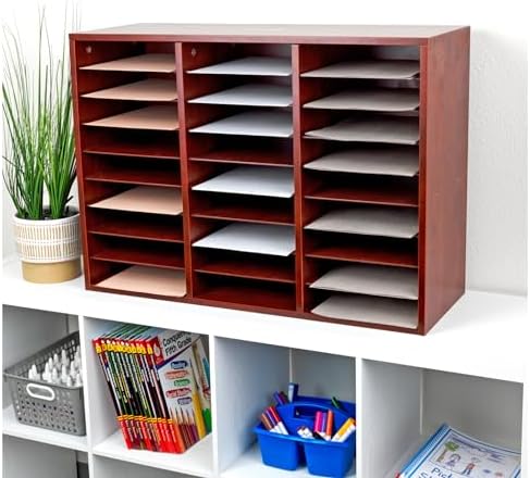 Really Good Stuff Classroom Mahogany Mail Center, 27 Slots
