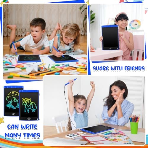 Zhehao 24 Pcs LCD Writing Tablet Kids Board, Blue, Round Style