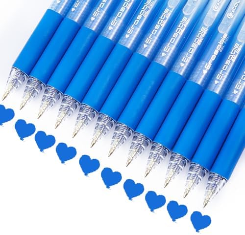 12Pcs Retractable Erasable Gel Pens Clicker,Fine Point 0.7mm Smooth Writing Pens,For Writing Journaling Taking Notes School Office Home. (12Blue)