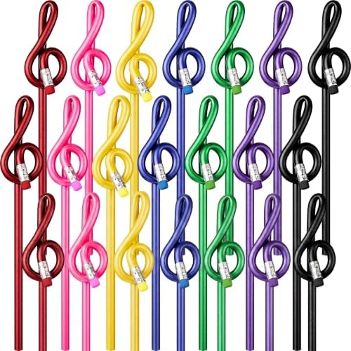 Zonon 28 Pack Treble Clef Pencils Music Note Pencils Colorful Wooden Pen for Students Bulk g Clef Pen with Eraser for Artists Kids Students Home Office School Supplies