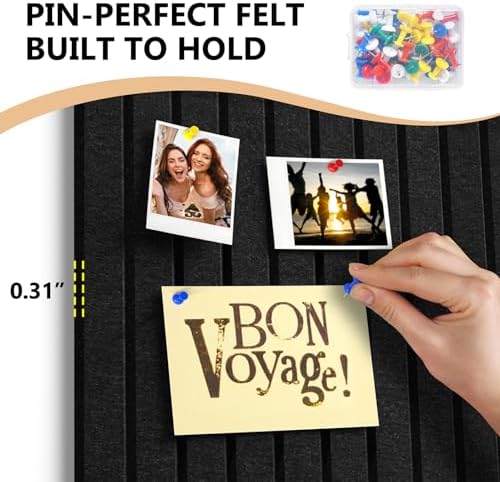 Enayplon Black Felt Board 59" x 36", Large Cork Board for Wall, Felt Wall Tiles 15 Pack, Bulletin Boards for Office, Home, Wall Decor, Pin Boards for Walls