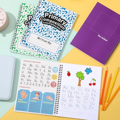 Henoyso 8 Pack Primary Composition Notebook, 100 Pages,Fresh Color