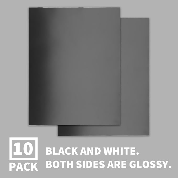 Binditek 13 Mil Glossy Paper Binding Covers, Letter Size, Black, 10 Pack | Paper Binding Presentation Covers, Glossy, 8.5" x 11" Letter Size, 250 GSM, 90 lb, Unpunched, for Business, School Projects