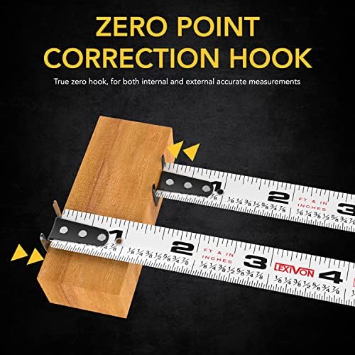 LEXIVON [3-Pack] 16Ft/5m DuaLock Tape Measure | 1-Inch Wide Blade with Nylon Coating, Matte Finish White & Yellow Dual Sided Rule Print | Ft/Inch/Fractions/Metric (LX-207X3)