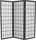 4 ft. Short Window Pane Shoji Screen - Black - 3 Panels