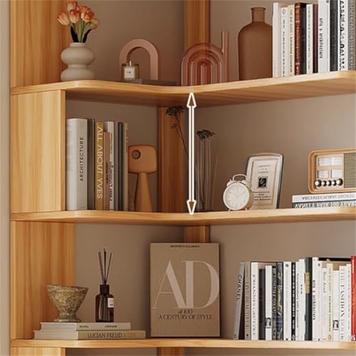 Vertical Wall Corner Shelf with Open Back 7-Shelf Wood Corner Bookshelf Floor Book Rack Multi-Layer Storage Shelf Against the Wall Bookcase Grey 24" L x 24" W x 75" H