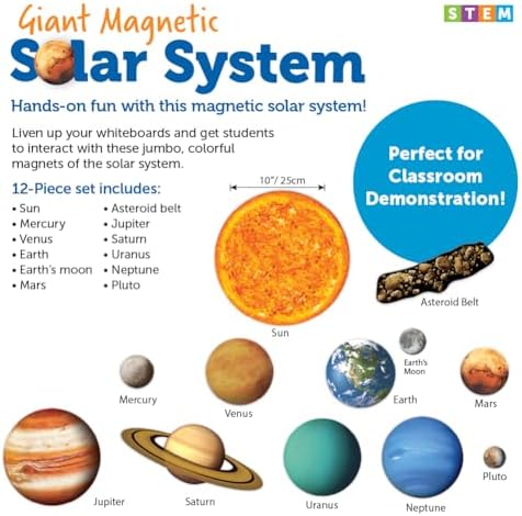 Learning Resources Giant Magnetic Solar System - STEM Planets, Earth and Sun Model, Astronomy Gifts, Montessori Science, Teacher Supplies, Space Classroom Must Haves, Educational Activity
